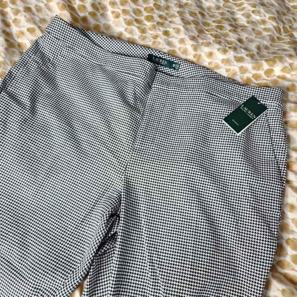 NWT Lauren Ralph Lauren Houndstooth Mid Rise Cropped Pants Black Womens Size 18W - Picture 8 of 14